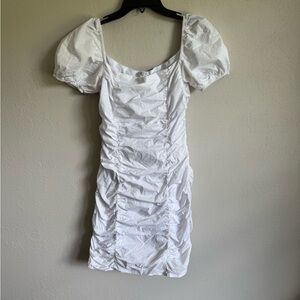 Superdown White Ruched Bodycon Mini Dress Womens S Bridal Shower Bachelorette